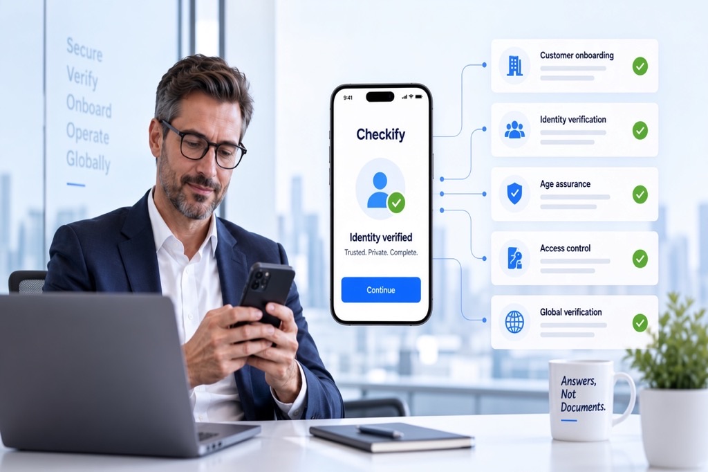 Enterprise user completing Checkify verification across multiple business workflows