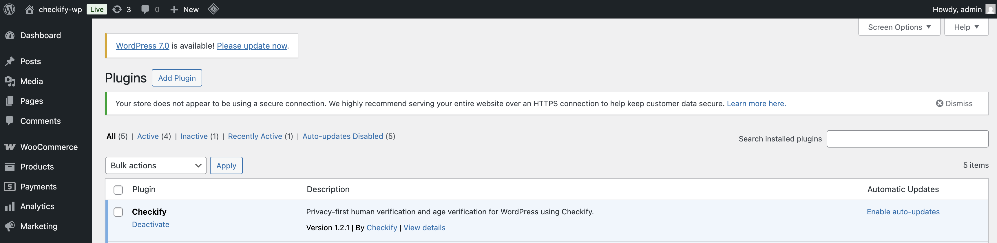 Installed plugins page