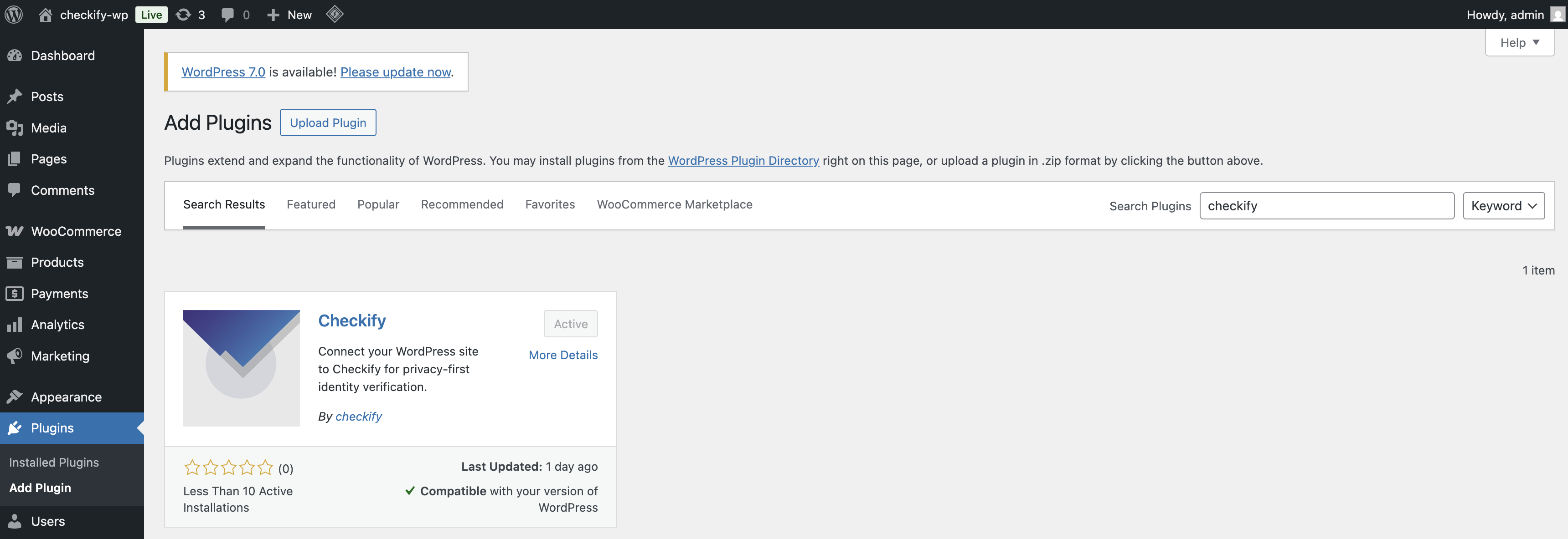 Search for Checkify plugin